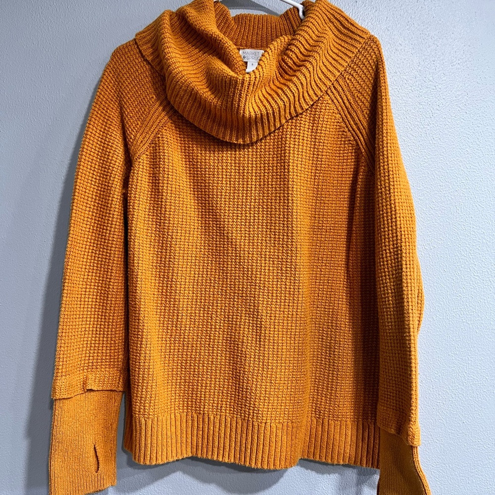 Sharon Cowl Neck Waffle Stitch Sweater
